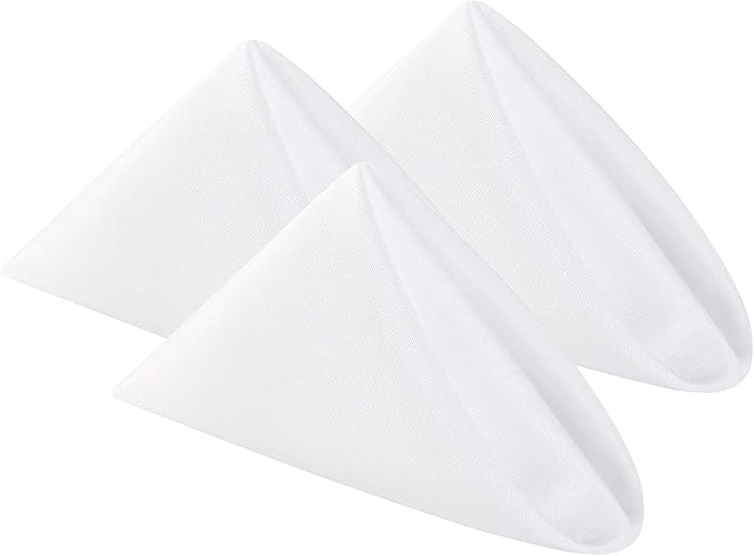 Cloth Napkins 20x20 inch Washable Polyester Dinner Napkins Soft Table Napkins for Wedding Party Dining Banquet(White,12PCS)