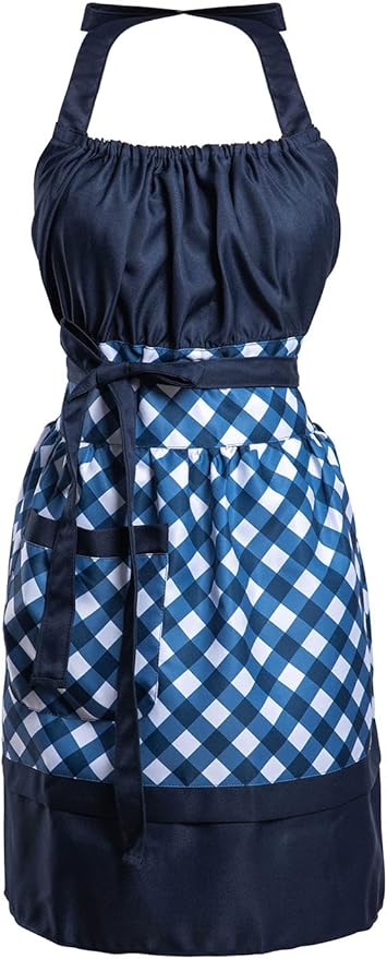 Lovely Flower Pattern Retro Aprons With Large Pockets for Women Girls Cooking Kitchen Bakery Mother's Gift