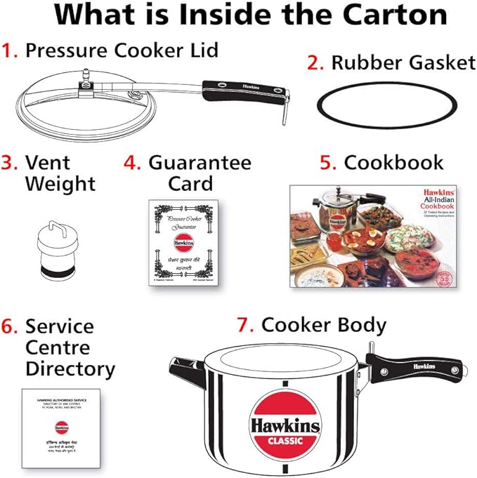 Hawkins Aluminium 5 Litre Classic Pressure Cooker, Best Inner Lid Cooker, Silver (Cl50)