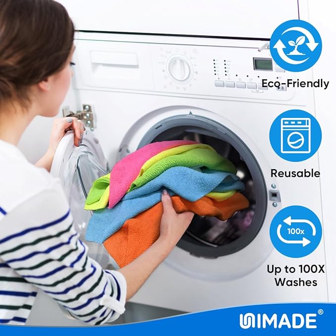 UNIMADE Microfiber Cleaning Cloth, 10 Pack Reusable Microfiber Towels for Cars Lint Free Cleaning Shop Towel Rags for Home Kitchen Automotive Bar Mechanic Restaurant Garage, 11.5"x 11.5", Multicolor