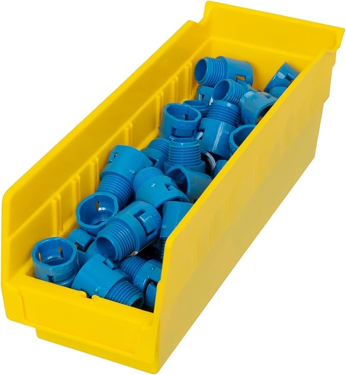 Akro-Mils 30120 Plastic Shelf Bins, Heavy Duty Storage Bins for Garage, Closet, and Drawer Organization, 12" x 4" x 4", Yellow, 24-Pack