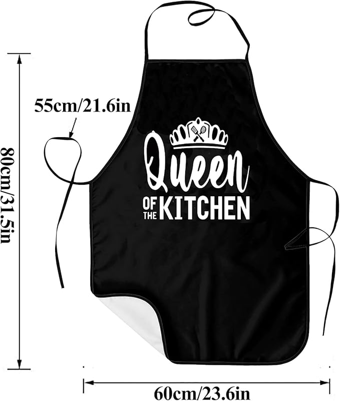 2Pcs Apron Waterdrop Resistant King & Queen Aprons Funny Cooking Kitchen Aprons for Women Men Chef Valentine's Day Gifts Wedding Gifts for Couple Cool Bridal Engagement Gifts