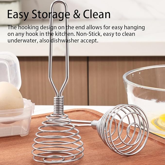 Stainless Steel Spring Coil Whisk 1 Pack, Wire Whip Egg Beater, Kitchen Cookware Hand Mixer For Cooking, Mixing, Blending, Beating, Stirring, 6.7 Inch