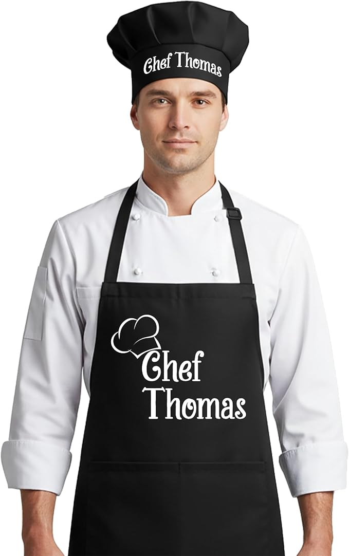 Chef Apron with Custom Name, Personalized Gifts for Men, Gifts for Women, Aprons for Women with Pockets, Valentines Day Gifts, Father's Day Gifts, Christmas Gifts, Anniversary, Mother's Day Gifts