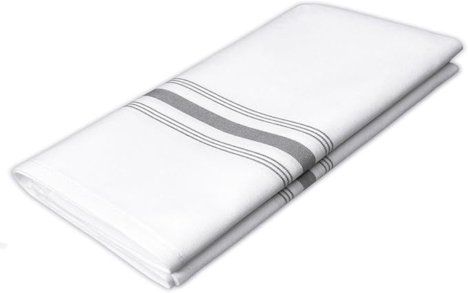 Bistro Restaurant Stripe Cloth Napkins Set of 12 Pack, Commercial Quality 18 x 22 Inches, MJS Linen Dinner Napkins Cloth Washable, Non-Iron, No Fade, Soil Release, Grey Stripes