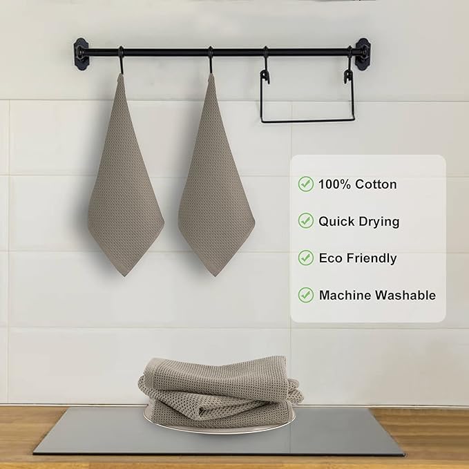 joybest Cotton Kitchen Towels, 4-Pack Waffle Weave Ultra Soft Absorbent Dish Towels Quick Drying Dish Cloths, 18 in x 28 in, Coffee