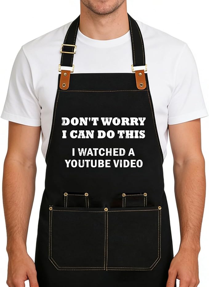 Baking Apron for Men Women,Funny Apron Baking Gifts with 2 Pockets for Men Women BBQ Grilling,Adjustable Cooking Kitchen Work Waterproof Bib Apron Thanksgiving Christmas
