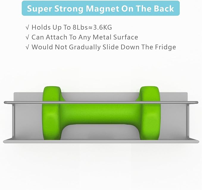 Magnetic Spice Rack For Refrigerator, Space Saving Magnetic Shelf For Fridge Grey 4 Pack