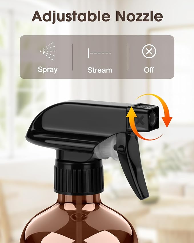 Bontip Glass Spray Bottle with Silicone Sleeve Protection, Amber Glass Spray Bottle Set for Window Cleaner Aromatherapy Facial Hydration Watering Flowers Hair Care 2 Pack/16 oz (Black & White, 16 oz)