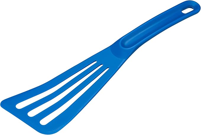 Matfer Bourgeat Exoglass® High Temperature Slotted Pelton Spatula/Turner, Blue