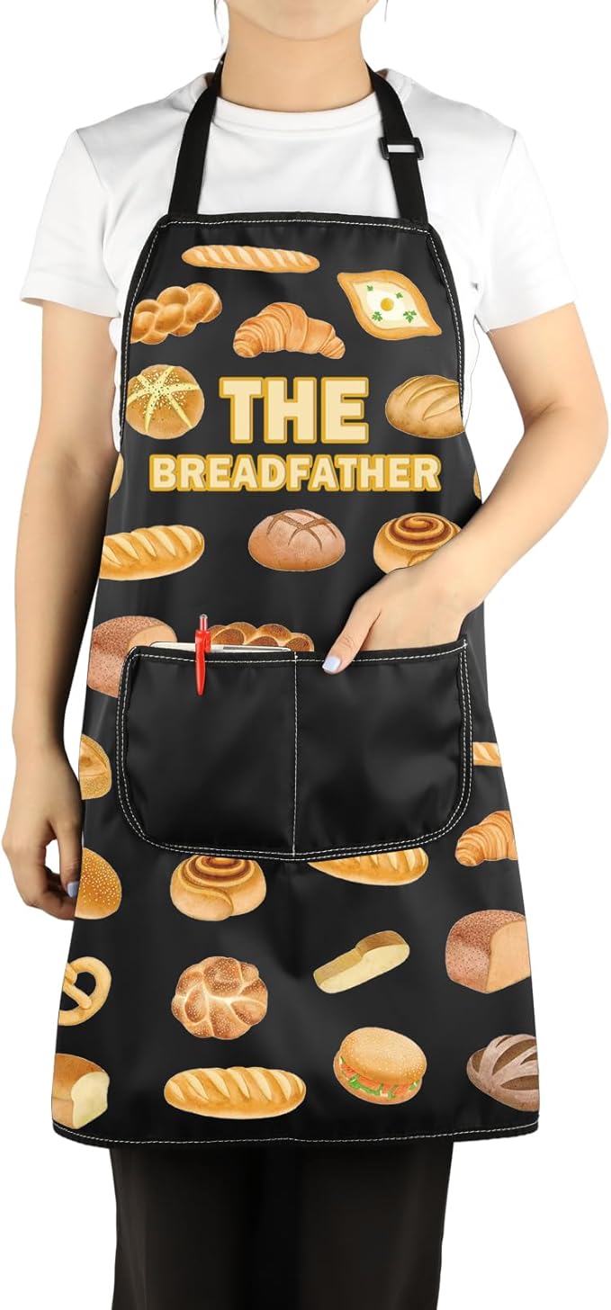 VAMSII Bread Lover Gift The Breadfather Soup Apron With Pockets Chef Cooking Kitchen Gift for Men Boyfriend Husband Father