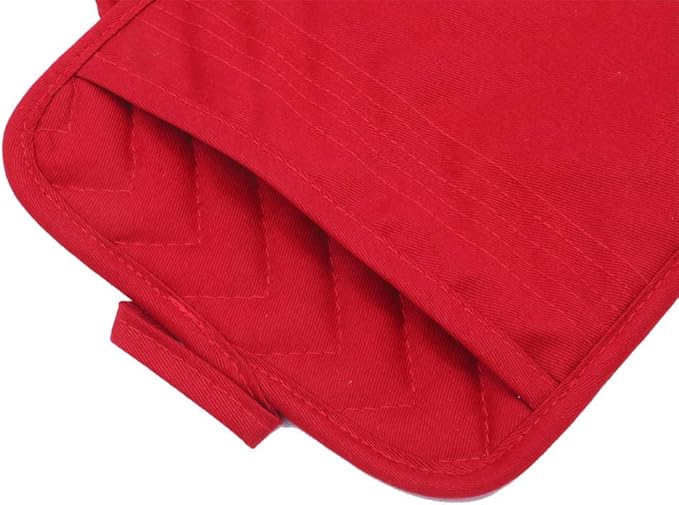 Anyi Pot Holders for Kitchen Heat Resistant, Cotton Hot Pads for Counter Table, Red Kitchen Pot Holders with Pocket