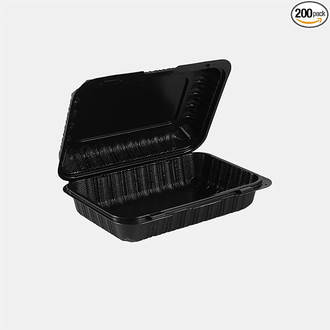 MFPP Hinged Container, Black, 9" x 6", 200pc