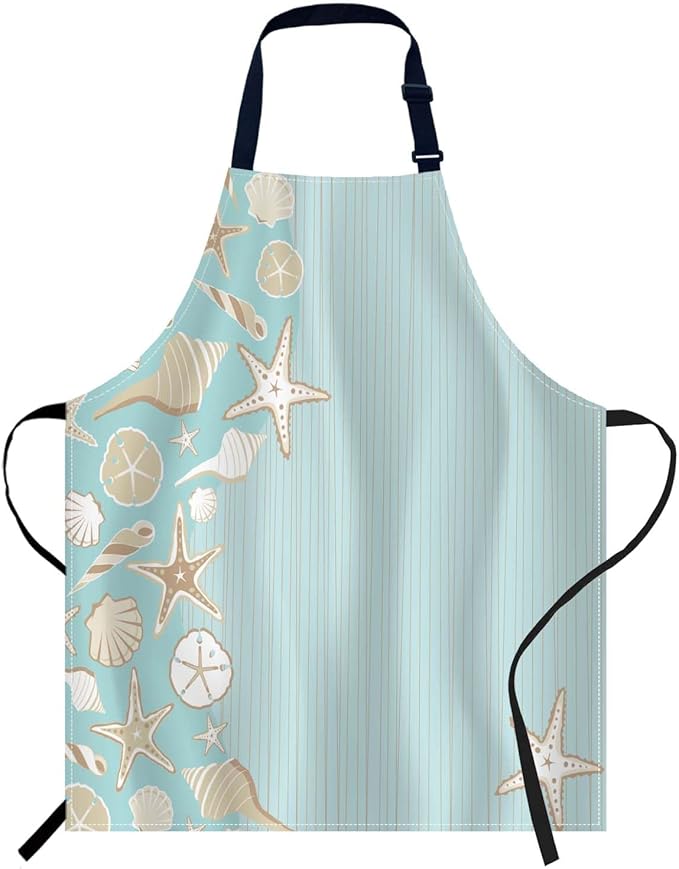 oFloral Seashell Beach Party Apron - Cook & Serve, BBQ & Catering Bib