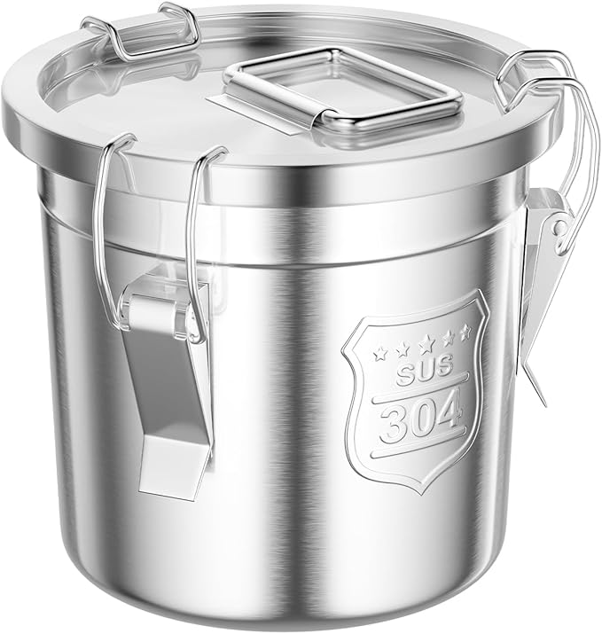 202 OZ Stainless Steel Canister Rice Cereal Grain Storage Containers with Lid Airtight Coffee Bean Storage Milk Flour Sugar Food Storage for Home Bar Restaurant (6L/202 OZ)