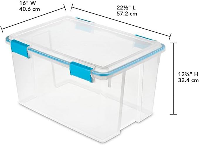 Sterilite Gasket Box, Stackable Storage Bin with Latching Lid, 54 Quart, 16 Pack