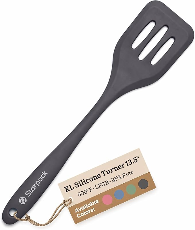 Starpack 'Head Turner' XL Premium Silicone Turner and Slotted Spatula - 13" Turner Spatula High Heat Resistant to 600°F - Silicone Slotted Spatulas for Cooking - Non Stick Rubber Turner Spatulas