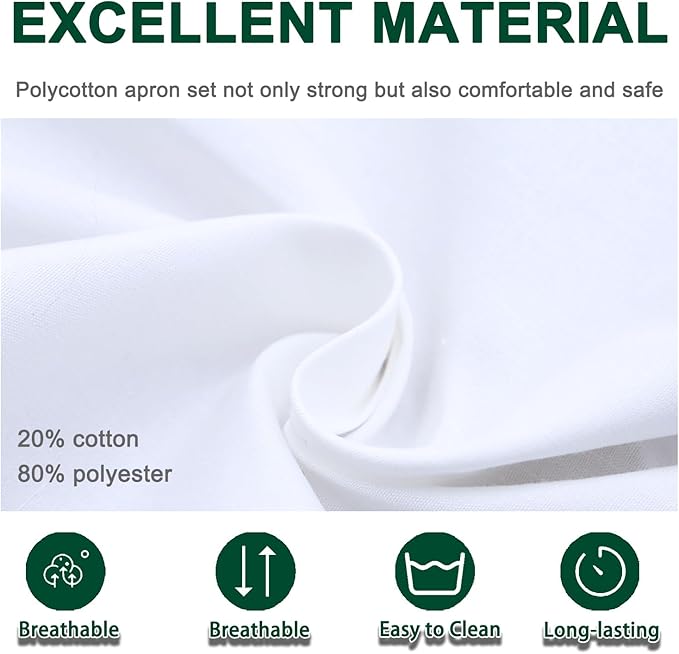 3 Pack Black White Chef Apron, Adjustable Kitchen Apron with 3 Pocket for Men Women Waitress Waiter Serve (Polycotton)