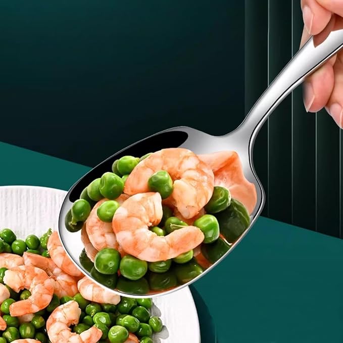 Large Buffet Serving Spoons,Heavy Duty 9.5X2.8 inches 316L Stainless Steel Serving Spoons Pack of 2,Silver