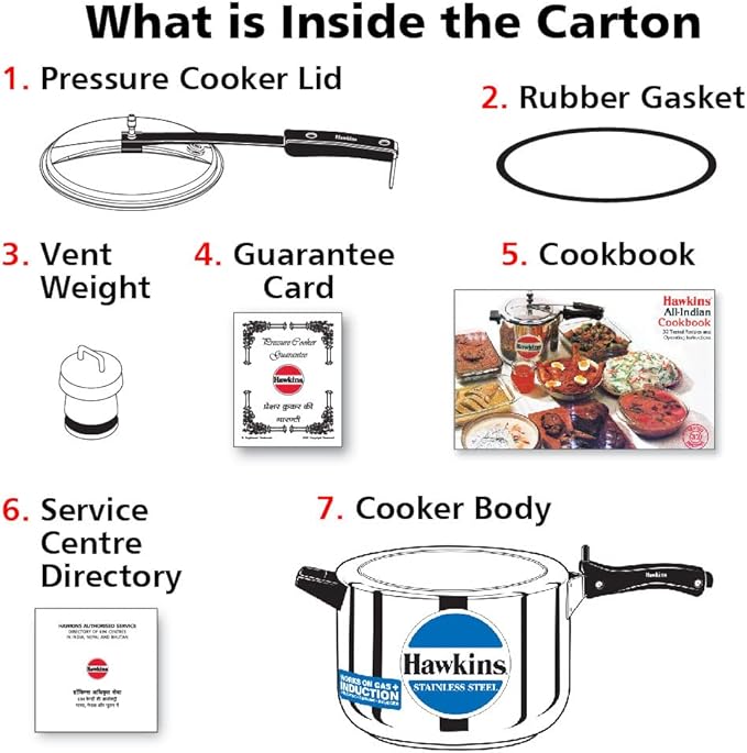 Hawkins Stainless Steel 8 litre Inner Lid Pressure Cooker with Induction Compatible