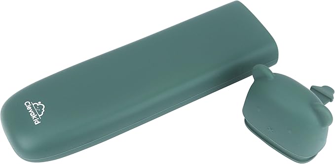 Silicone Cutlery Storage Box for Toddler Utensils – Fits Spoon, Fork & Knife | BPA-Free (Dark Green)