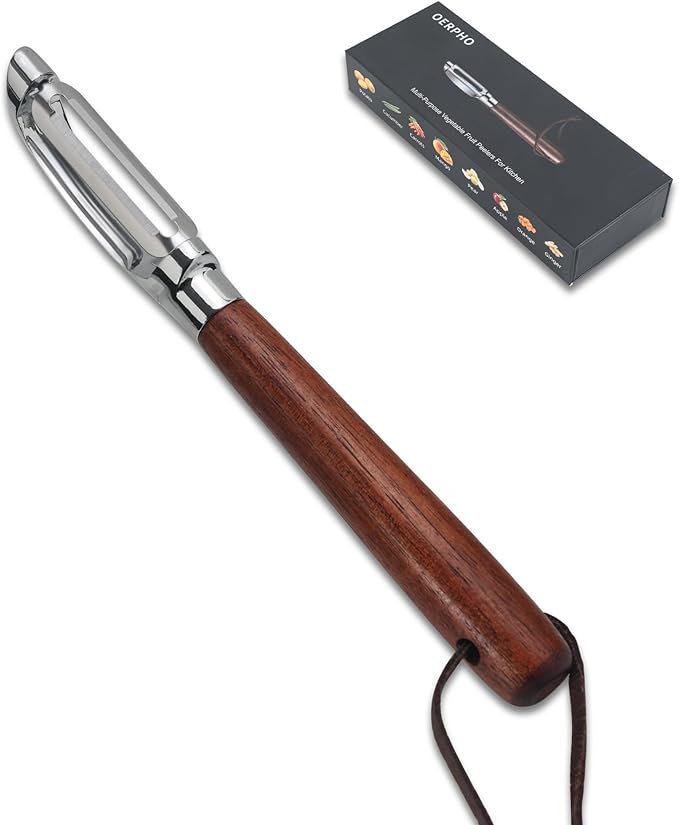 Vegetable Peeler, Premium I-Shape Potato Peeler, Stainless Steel Multifunctional Kitchen Peeler Real Wood Handle Ultra Sharp Blade Vegetable, Potato, Fruit