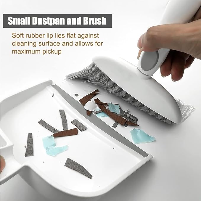 Dust pan, Mini Dustpan and Brush Set, Small Broom and Dustpan Set, Small Hand Broom and dust pan Set, Whisk Broom, Dust pan and Brush for Desk, Table, Home, Kitchen Necessities (Gray 3 pcs)