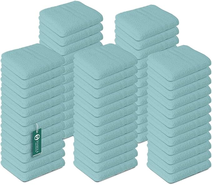100% Cotton Washcloth - 60 Pack|700 GSM|Soft Face & Body Washcloth|Highly Absorbent|12 x 12 Inch|Aqua