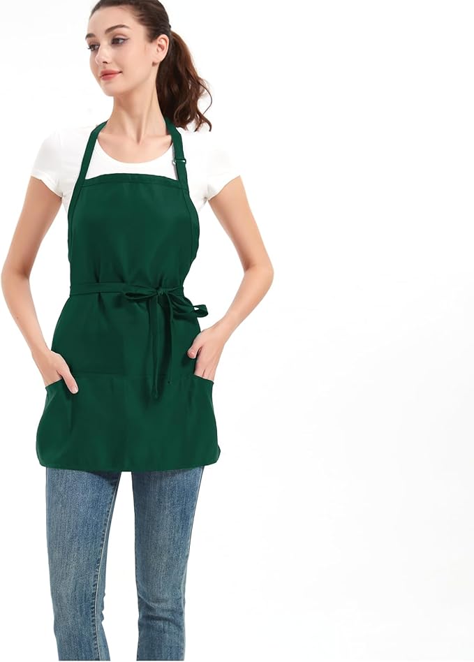 Short Aprons for Women with 3 Pockets，Waterproof Chef Apron for Cooking, Men Kitchen Apron for Grilling Bbq