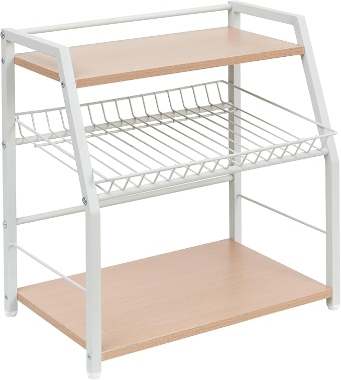 Kitchen Countertop Organizer, Snack Organizer Candy Display Stand Coffee Station Organizer, 3 Tier Wooden Counter Storage for Soda Cans Condiment Tea, for Pantry Office Bathroom, White (White)