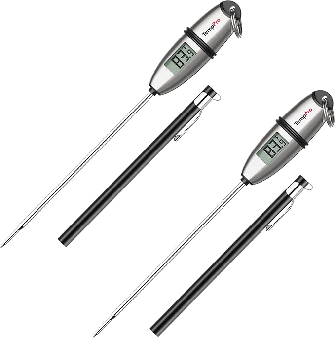 TempPro TP02S (2 Pack) Digital Food Thermometer for Cooking Bread Baking Sourdough Liquids, Meat Thermometer Digital with Super Long Probe for Kitchen BBQ Candy Making Accessory (Previously ThermoPro)