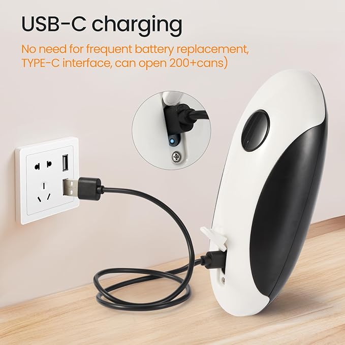Rechargeable Electric Can Opener, Hands Free for seniors，Food Safe Automatic Can Opener with Smooth Edge,Easy to Use,Works with All Standard Cans
