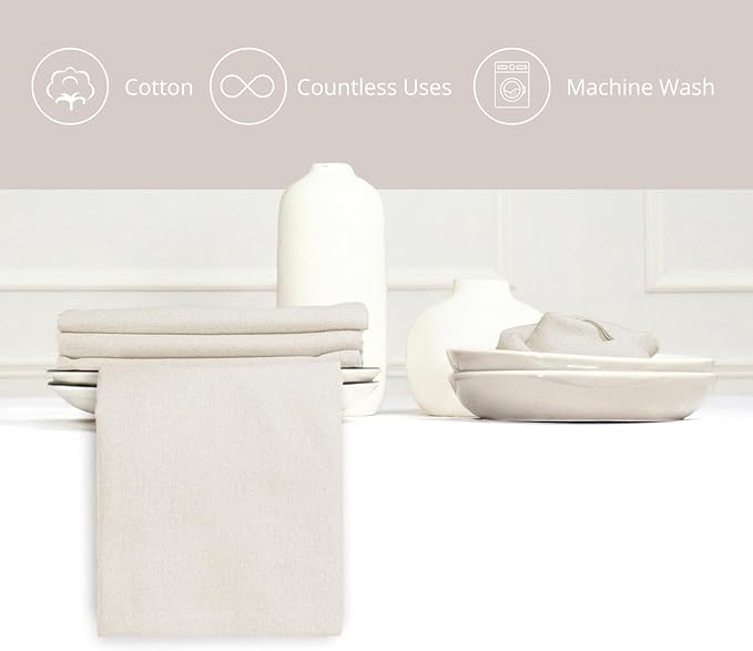 PurpleEssences Set of 12 Cloth Dinner Napkins 100% Cotton 18x18 Inch - Soft Durable Washable - Ideal for Farmhouse Party Spring Easter Summer - Perfect Everyday Use Table Linen - Royal Linen