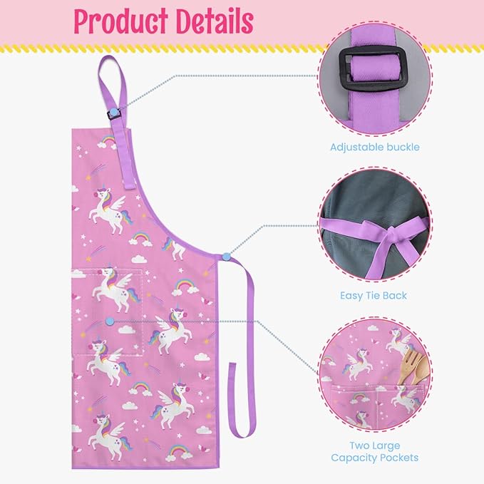 SANDJEST Kids Apron with Chefs Hat Set, Kitchen Apron Gifts