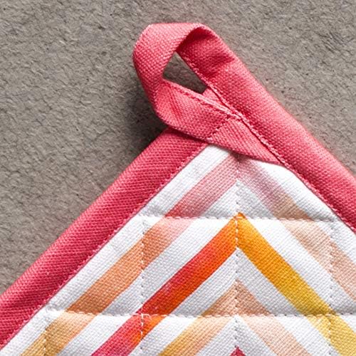 Maison d' Hermine Pot Holders 100% Cotton Heat Resistant Potholders 8" x 8" Hot Pads with Loop BBQ Cooking Baking Gifts for Mothers Day Handling Hot Pans Spring/Summer (Pack of 2, Summer Maze)