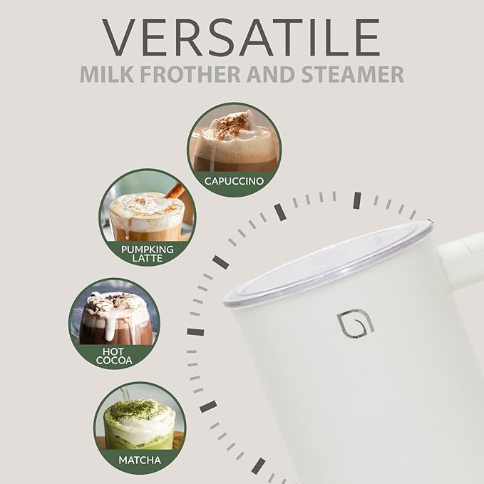 WILLOW Eco Series Milk Frother, 4 in 1 Milk Steamer, One Button Operation Hot and Cold Foam Maker 8.12oz/240ml Milk Warmer for Coffee & Latte, Made from 99% Recycled Plastics, Non-Toxic - WHITE