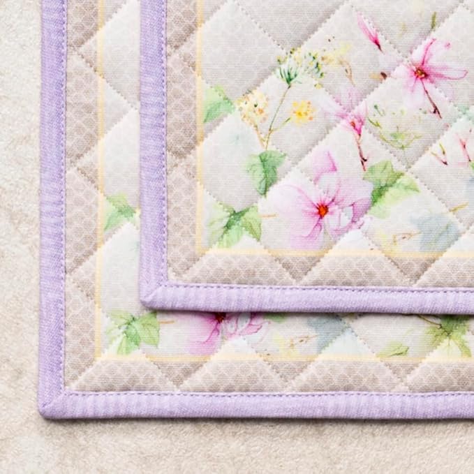 Maison d' Hermine Pot Holders 100% Cotton Heat Resistant Potholders 8" x 8" Hot Pads with Loop Cooking Baking Gifts for Mothers Day Handling Hot Pans Spring/Summer (Pack of 2, Magnolia Mornings)
