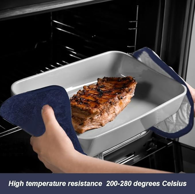 meioro 4-Pack Pot Holders for Kitchen High Heat Resistant Potholder, 100% Cotton Hot Pads, Quilted Terry Hot Pot Holder Set for Kitchens, Washable Trivet for Cooking and Baking 7x7 Inches (Navy Blue)