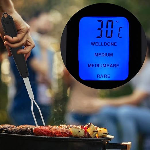 Jerlifkyer Digital Meat Thermometer Fork,Instant Read Temperature with LED Screen and Ready alarmfood Probe Gadget for Grilling, Barbecuing and Cooking