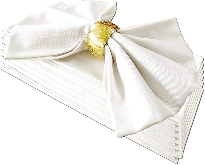 White Cotton Cloth Napkins Set of 6 for Everyday Use, Reusable 100% Cotton Napkins, Perfect Dinner Napkins/Cocktail Napkins for Christmas/Thanksgiving Dinners, Weddings&More (White)