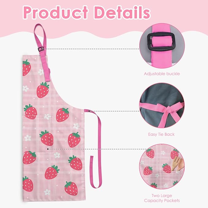 SANDJEST Kids Apron with Chefs Hat Set, Kitchen Apron Gifts