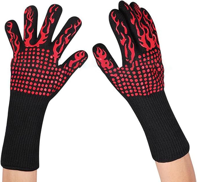 BBQ Oven Mitts Anti-Scald Gloves Heat and Slip Resistant Cooking Gloves Insulated Mitts Kids Adults Silicone Oven Mitts