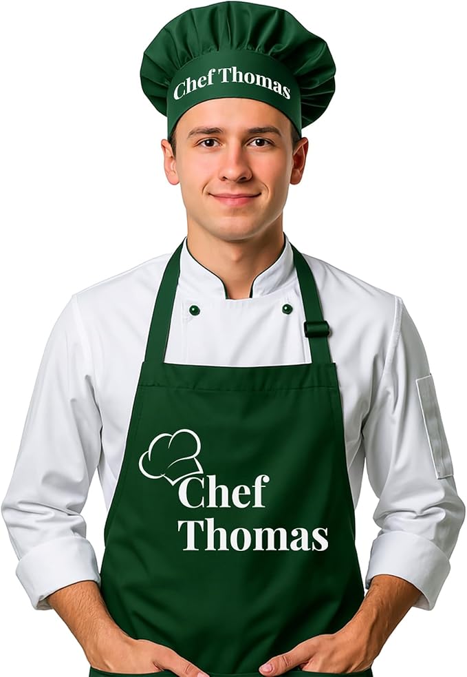 Chef Apron with Custom Name, Personalized Gifts for Men, Gifts for Women, Aprons for Women with Pockets, Valentines Day Gifts, Father's Day Gifts, Christmas Gifts, Anniversary, Mother's Day Gifts