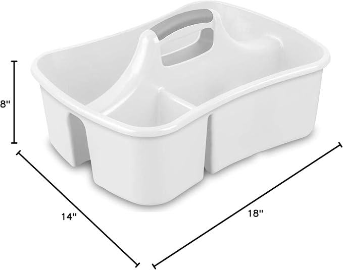 Extra Large 5 Gal Divided Cleaning Caddy Organizer with Handle - Cleaning Supplies for Housekeeping - Shower Caddy Portable - Shower Caddy Dorm - Cleaning Supplies Organizer - 17.75 x 13.25 x 7.75