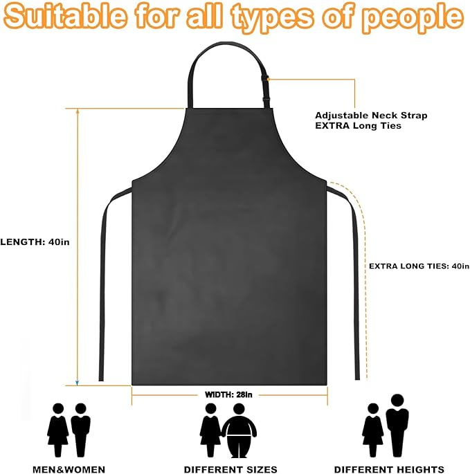 Gotega Waterproof Rubber Vinyl Apron Adjustable Dishwasher Apron - Apron for Women Men Heavy Duty Work Apron