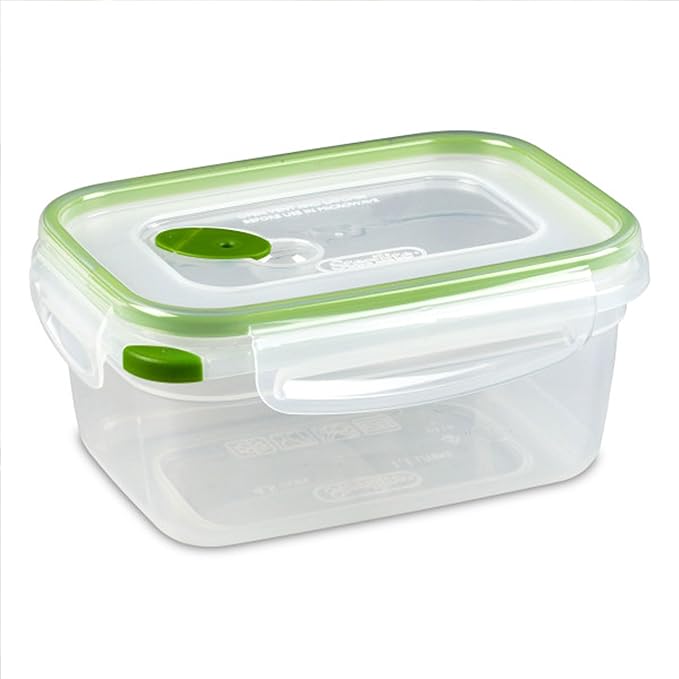 Sterilite Ultra-Seal 4.5 Cup Rectangle, Airtight Food Storage Container, Latching Lid, Microwave and Dishwasher Safe, Clear With Green Gasket, 24-Pack