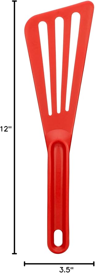 Matfer Bourgeat Exoglass® High Temperature Slotted Pelton Spatula/Turner, Red