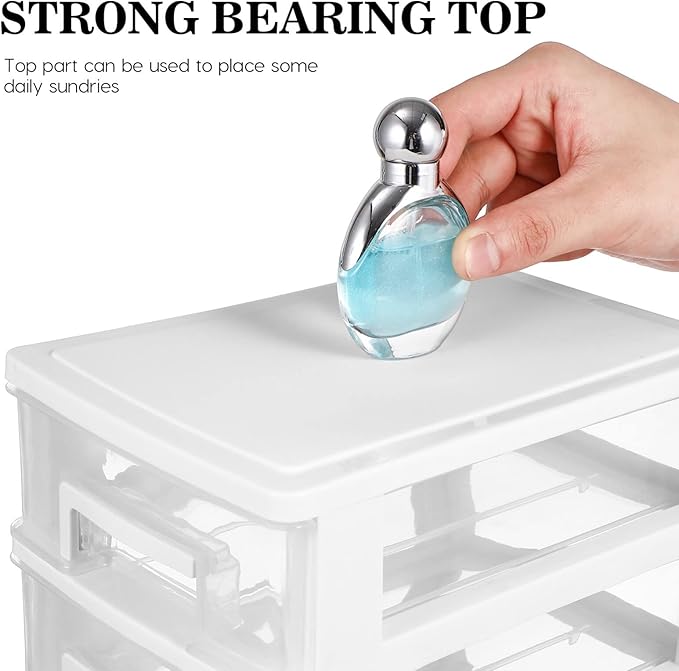 Cabilock 5-Drawer Plastic Storage Cabinet Clear Desktop Organizer Portable Office Storage Case for Craft Supplies and Stationery