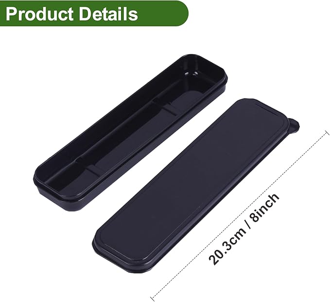 Travel Cutlery Case Portable Utensil Holder Travel Silverware Case Flatware Storage Box Camping Utensils Cases for Fork Spoon Chopsticks Lunch Box, 8.26 x 2.1 Inches (Black, Small)