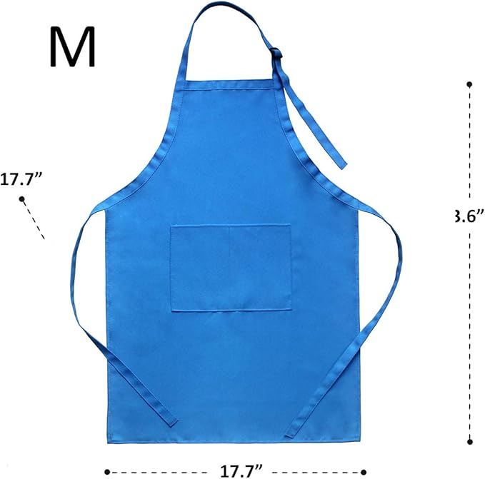 6 Pack Adjustable Kids Apron and Chef Hat for Cooking Baking Painting Art, Kids Apron for Girl Boy with 2 Pockets